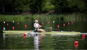 21 May 2021; Sanita Puspure of Ireland competes in her heat of the Women's Single Sculls during day one of the FISA World Cup Rowing II at Lake Gottersee in Lucerne, Switzerland. Photo by Roberto Bregani/Sportsfile
