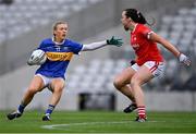 21 May 2021; Emma Morrissey of Tipperary in action against Sarah Hayes of Cork during the Lidl Ladies Football National League Division 1B Round 1 match between Cork and Tipperary at Páirc Uí Chaoimh in Cork. Photo by Piaras Ó Mídheach/Sportsfile