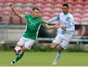 21 May 2021; Beineon O'Brien-Whitmarsh of Cork City in action against Mikey Place of Galway United during the SSE Airtricity League First Division match between Cork City and Galway United at Turners Cross in Cork. Photo by Michael P Ryan/Sportsfile