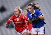 21 May 2021; Maria Curley of Tipperary in action against Katie Quirke of Cork during the Lidl Ladies Football National League Division 1B Round 1 match between Cork and Tipperary at Páirc Uí Chaoimh in Cork. Photo by Piaras Ó Mídheach/Sportsfile