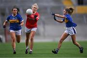 21 May 2021; Katie Quirke of Cork in action against Ava Fennessy, left, and Elaine Kelly of Tipperary during the Lidl Ladies Football National League Division 1B Round 1 match between Cork and Tipperary at Páirc Uí Chaoimh in Cork. Photo by Piaras Ó Mídheach/Sportsfile