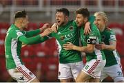 21 May 2021; Jack Baxter of Cork City, second from left, celebrates after scoring his side's first goal with team-mates during the SSE Airtricity League First Division match between Cork City and Galway United at Turners Cross in Cork. Photo by Michael P Ryan/Sportsfile