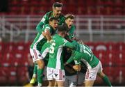21 May 2021; Cork City players celebrate Jack Baxter's goal during the SSE Airtricity League First Division match between Cork City and Galway United at Turners Cross in Cork. Photo by Michael P Ryan/Sportsfile