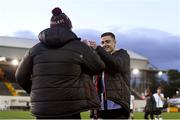 21 May 2021; Daniel Kelly of Dundalk celebrates with Dundalk groundsman Jimmy Fisher after their side's victory in the SSE Airtricity League Premier Division match between Dundalk and Shamrock Rovers at Oriel Park in Dundalk, Louth. Photo by Ben McShane/Sportsfile