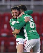 21 May 2021; Jack Baxter of Cork City celebrates after scoring his side's first goal with team-mate Gearóid Morrissey during the SSE Airtricity League First Division match between Cork City and Galway United at Turners Cross in Cork. Photo by Michael P Ryan/Sportsfile