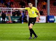 21 May 2021; Referee Rob Hennessy points to the penalty spot during the SSE Airtricity League Premier Division match between St Patrick's Athletic and Bohemians at Richmond Park in Dublin. Photo by Harry Murphy/Sportsfile