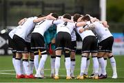 21 May 2021; Dundalk players huddle before the SSE Airtricity League Premier Division match between Dundalk and Shamrock Rovers at Oriel Park in Dundalk, Louth. Photo by Stephen McCarthy/Sportsfile