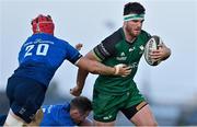 8 May 2021; Tom Daly of Connacht is tackled by Josh van der Flier and Rory O'Loughlin of Leinster during the Guinness PRO14 Rainbow Cup match between Connacht and Leinster at The Sportsground in Galway. Photo by Brendan Moran/Sportsfile