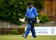 22 May 2021; Kevin O'Brien of Leinster Lighting walks after being caught out during the Cricket Ireland InterProvincial Cup 2021 match between Munster Reds and Leinster Lightning at Pembroke Cricket Club in Dublin. Photo by Harry Murphy/Sportsfile