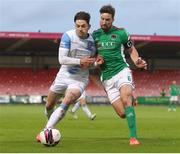 21 May 2021; Ruairi Keating of Galway United in action against Gearóid Morrissey of Cork City during the SSE Airtricity League First Division match between Cork City and Galway United at Turners Cross in Cork. Photo by Michael P Ryan/Sportsfile