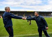 22 May 2021; The Galway manager Shane O'Neill, left, and Tipperary manager Liam Sheedy after the Allianz Hurling League Division 1 Group A Round 3 match between Tipperary and Galway at Semple Stadium in Thurles, Tipperary. Photo by Ray McManus/Sportsfile