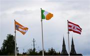 22 May 2021; The Armagh, Tyrone, and tricolour flags fly prior to the Allianz Football League Division 1 North Round 2 match between Armagh and Tyrone at Athletic Grounds in Armagh. Photo by Ramsey Cardy/Sportsfile