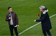 22 May 2021; eir Sport analysts Aaron Kernan, left, and Joe Brolly prior to the Allianz Football League Division 1 North Round 2 match between Armagh and Tyrone at Athletic Grounds in Armagh. Photo by Ramsey Cardy/Sportsfile