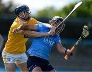22 May 2021; Cian Boland of Dublin is tackled by Gerard Walsh of Antrim during the Allianz Hurling League Division 1 Round 3 match between Dublin and Antrim in Parnell Park in Dublin. Photo by Brendan Moran/Sportsfile
