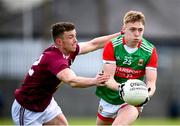 22 May 2021; Bryan Walsh of Mayo in action against Ger Egan of Westmeath during the Allianz Football League Division 2 North Round 2 match between Westmeath and Mayo at TEG Cusack Park in Mullingar, Westmeath. Photo by Stephen McCarthy/Sportsfile