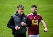22 May 2021; Westmeath manager Jack Cooney and Jamie Gonoud following the Allianz Football League Division 2 North Round 2 match between Westmeath and Mayo at TEG Cusack Park in Mullingar, Westmeath. Photo by Stephen McCarthy/Sportsfile