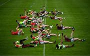 22 May 2021; Mayo players warm up before the Allianz Football League Division 2 North Round 2 match between Westmeath and Mayo at TEG Cusack Park in Mullingar, Westmeath. Photo by Stephen McCarthy/Sportsfile