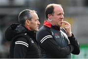 22 May 2021; Tyrone joint-managers Feargal Logan, right, and Brian Dooher during the Allianz Football League Division 1 North Round 2 match between Armagh and Tyrone at Athletic Grounds in Armagh. Photo by Ramsey Cardy/Sportsfile
