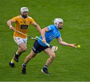 22 May 2021; Andrew Dunphy of Dublin in action against Neil McManus of Antrim during the Allianz Hurling League Division 1 Round 3 match between Dublin and Antrim in Parnell Park in Dublin. Photo by Brendan Moran/Sportsfile