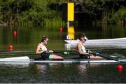 23 May 2021; Monika Dukarska, left, and Aileen Crowley of Ireland compete in the Women’s Pair A Final during day three of the FISA World Cup Rowing II at Lake Gottersee in Lucerne, Switzerland. Photo by Roberto Bregani/Sportsfile