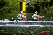 23 May 2021; Philip Doyle, right, and Ronan Byrne of Ireland compete in the Men’s Double Sculls A Final during day three of the FISA World Cup Rowing II at Lake Gottersee in Lucerne, Switzerland. Photo by Roberto Bregani/Sportsfile