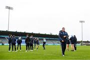 23 May 2021; Dublin manager Mick Bohan inspects the pitch with his players before the Lidl Ladies Football National League Division 1B Round 1 match between Dublin and Waterford at Parnell Park in Dublin. Photo by Ben McShane/Sportsfile