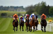 23 May 2021; She's Trouble, centre, with Kevin Manning up, on their way to winning the Tally Ho Stud Irish EBF Fillies Maiden during day two of the Tattersalls Irish Guineas Festival at The Curragh Racecourse in Kildare. Photo by Seb Daly/Sportsfile