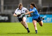 23 May 2021; Chloe Fennell of Waterford in action against Leah Caffrey of Dublin during the Lidl Ladies Football National League Division 1B Round 1 match between Dublin and Waterford at Parnell Park in Dublin. Photo by Ben McShane/Sportsfile