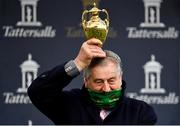 23 May 2021; Trainer Noel Meade celebrates with the trophy after sending out Helvic Dream to win the Tattersalls Gold Cup during day two of the Tattersalls Irish Guineas Festival at The Curragh Racecourse in Kildare. Photo by Seb Daly/Sportsfile