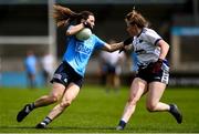 23 May 2021; Lyndsey Davey of Dublin in action against Chloe Fennell of Waterford during the Lidl Ladies Football National League Division 1B Round 1 match between Dublin and Waterford at Parnell Park in Dublin. Photo by Ben McShane/Sportsfile