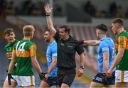 23 May 2021; Kerry players David Clifford and Killian Spillane, 14, dispute a decision, to award a free rather than allow a goal, by referee Sean Hurson during the Allianz Football League Division 1 South Round 2 match between Dublin and Kerry at Semple Stadium in Thurles, Tipperary. Photo by Ray McManus/Sportsfile