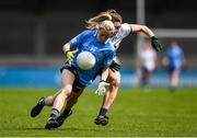 23 May 2021; Caoimhe O'Connor of Dublin in action against Laura Mulcahy of Waterford during the Lidl Ladies Football National League Division 1B Round 1 match between Dublin and Waterford at Parnell Park in Dublin. Photo by Ben McShane/Sportsfile