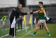 23 May 2021; Kerry manager Peter Keane shakes the hand of Paudie Clifford as he is substituted during the Allianz Football League Division 1 South Round 2 match between Dublin and Kerry at Semple Stadium in Thurles, Tipperary. Photo by Stephen McCarthy/Sportsfile