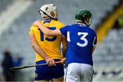 23 May 2021; Aron Shanagher of Clare and Seán Downey of Laois mark each other during the Allianz Hurling League Division 1 Group B Round 3 match between Laois and Clare at MW Hire O'Moore Park in Portlaoise, Laois. Photo by Piaras Ó Mídheach/Sportsfile