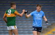 23 May 2021; Adrian Spillane of Kerry and Ryan Basquel of Dublin fist bump after the Allianz Football League Division 1 South Round 2 match between Dublin and Kerry at Semple Stadium in Thurles, Tipperary. Photo by Stephen McCarthy/Sportsfile