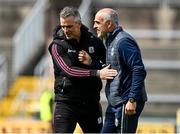 23 May 2021; Galway manager Padraic Joyce and Roscommon manager Anthony Cunningham after the Allianz Football League Division 1 South Round 2 match between Galway and Roscommon at Pearse Stadium in Galway. Photo by Harry Murphy/Sportsfile