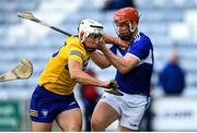 23 May 2021; Aron Shanagher of Clare is tackled by Matthew Whelan of Laois during the Allianz Hurling League Division 1 Group B Round 3 match between Laois and Clare at MW Hire O'Moore Park in Portlaoise, Laois. Photo by Piaras Ó Mídheach/Sportsfile