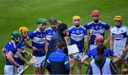 23 May 2021; Laois manager Séamus Plunkett speaks to his players in the second half water break during the Allianz Hurling League Division 1 Group B Round 3 match between Laois and Clare at MW Hire O'Moore Park in Portlaoise, Laois. Photo by Piaras Ó Mídheach/Sportsfile