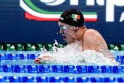 23 May 2021; Darragh Greene of Ireland competes in the heats of the men's 4 x 100m medley event during day 14 of the LEN European Aquatics Championships at the Duna Arena in Budapest, Hungary. Photo by Marcel ter Bals/Sportsfile