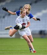 23 May 2021; Aoife Rattigan of Kildare in action against Laura Nerney of Laois during the Lidl Ladies Football National League Division 3B Round 1 match between Laois and Kildare at MW Hire O'Moore Park in Portlaoise, Laois. Photo by Piaras Ó Mídheach/Sportsfile