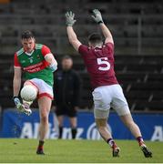 22 May 2021; Matthew Ruane of Mayo in action against James Dolan of Westmeath during the Allianz Football League Division 2 North Round 2 match between Westmeath and Mayo at TEG Cusack Park in Mullingar, Westmeath. Photo by Stephen McCarthy/Sportsfile