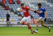22 May 2021; Ian Maguire of Cork in action against Daniel O’Reilly of Laois during the Allianz Football League Division 2 South Round 2 match between Laois and Cork at MW Hire O'Moore Park in Portlaoise, Laois. Photo by Seb Daly/Sportsfile
