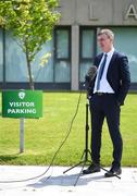 24 May 2021; Republic of Ireland manager Stephen Kenny during an interview with RTÉ following his squad announcement at FAI Headquarters in Abbotstown, Dublin. Photo by Stephen McCarthy/Sportsfile