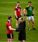 23 May 2021; Gerard McGovern of Down is shown a red card by referee Niall Cullen during the Allianz Football League Division 2 North Round 2 match between Down and Meath at Athletic Grounds in Armagh. Photo by David Fitzgerald/Sportsfile