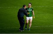 23 May 2021; Cillian O'Sullivan of Meath with manager Andy McEntee during the Allianz Football League Division 2 North Round 2 match between Down and Meath at Athletic Grounds in Armagh. Photo by David Fitzgerald/Sportsfile
