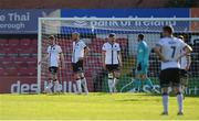 24 May 2021; Dundalk players, from left, Cameron Dummigan, Chris Shields, Andy Boyle and Alessio Abibi after their side conceded a fourth goal during the SSE Airtricity League Premier Division match between Bohemians and Dundalk at Dalymount Park in Dublin. Photo by Seb Daly/Sportsfile