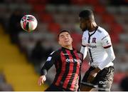 24 May 2021; Junior Ogedi-Uzokwe of Dundalk in action against Anthony Breslin of Bohemians during the SSE Airtricity League Premier Division match between Bohemians and Dundalk at Dalymount Park in Dublin. Photo by Seb Daly/Sportsfile