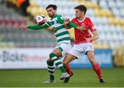 24 May 2021; Danny Mandroiu of Shamrock Rovers and Niall Morahan of Sligo Rovers during the SSE Airtricity League Premier Division match between Shamrock Rovers and Sligo Rovers at Tallaght Stadium in Dublin. Photo by Stephen McCarthy/Sportsfile