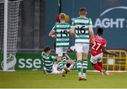 24 May 2021; Romeo Parkes of Sligo Rovers shoots to score his side's first goal during the SSE Airtricity League Premier Division match between Shamrock Rovers and Sligo Rovers at Tallaght Stadium in Dublin. Photo by Stephen McCarthy/Sportsfile