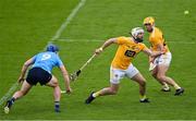 22 May 2021; Neil McManus of Antrim in action against Conor Burke of Dublin during the Allianz Hurling League Division 1 Round 3 match between Dublin and Antrim in Parnell Park in Dublin. Photo by Brendan Moran/Sportsfile